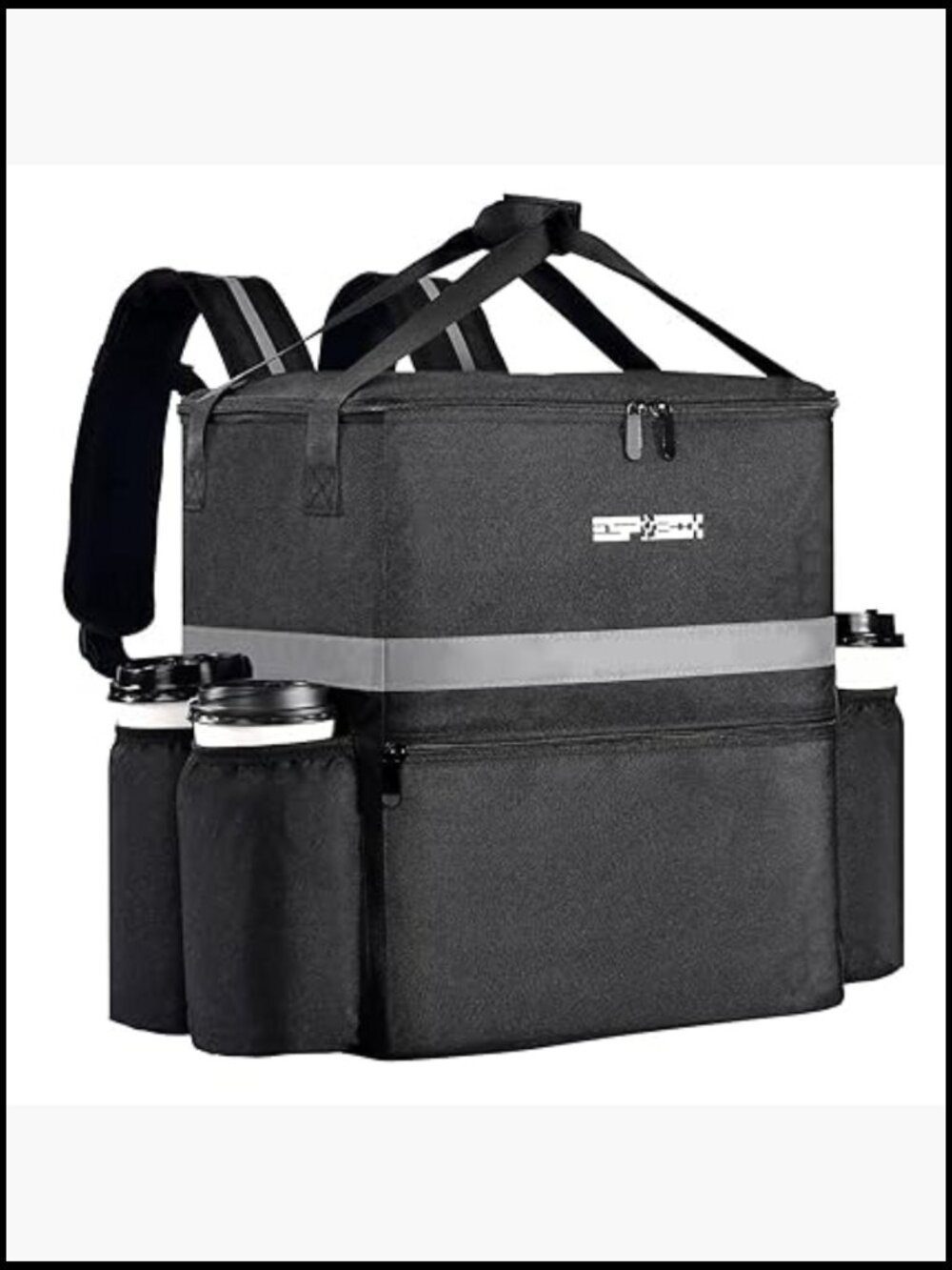 Insulated Delivery Backpack with Cup Holders Leakproof Pizza Bag Multifunctional